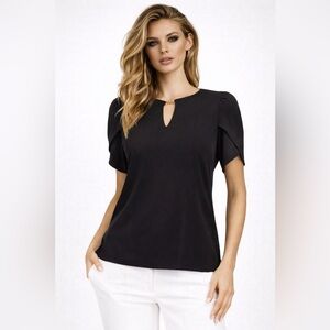Michael Kors Black Cap Sleeve‎ Blouse Relaxed Fit